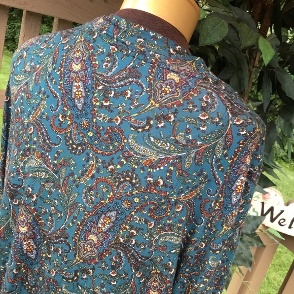 Ruff Hewn Turquoise paisley print 2x Blouse - Picture 11 of 15